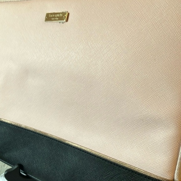 Kate Spade: Pink& Black Padded Laptop Sleeve- Gold Tone - Picture 6 of 16